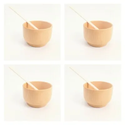 Set (4) Bamboo Rice Bowl Wooden Sustainable Biodegradeble EcoFriendly Chopstick  • $15.99