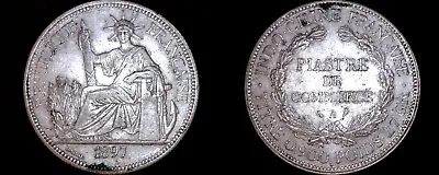 1897-A French Indo-China 1 Piastre World Silver Coin - Vietnam • $199.99