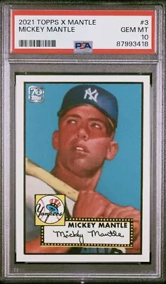 MICKEY MANTLE 2021 Topps X 1952 Topps Rookie #3 - Yankees - PSA 10 Gem Mint • $145.99