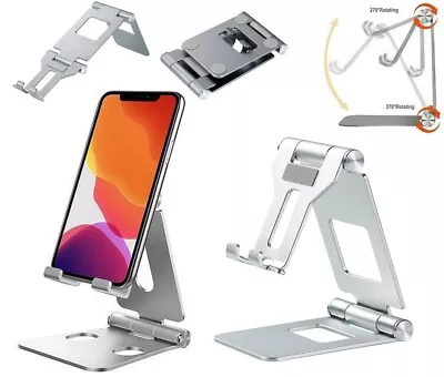 Phone Stand IPad Desktop Adjustable Desk Tablet Table Holder Aluminum Light • £6.95