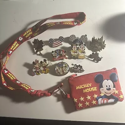 Walt Disney 10 Pin Lot Mixed Disney Mickey Mouse Nemo Minnie Others W/ Lanyard • $30