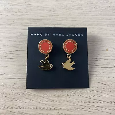 NWT Marc Jacobs Womens Flying Bird Dangle Earrings Gold/Red • $24.99
