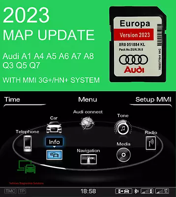 Audi 2024 MMI 3G+ HN+ Navigation Update Sat Nav Map SD Card A1/A4/A5/A6/A7/A8/Q3 • £59