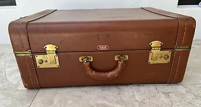 Leather Roebling Luggage Co. Suitcase Travel Display Prop Locks W/ Hangers RARE • $89.99