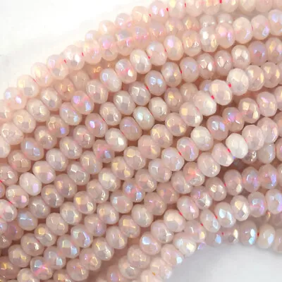 5x8mm Mystic Titanium Faceted Gemstone Rondelle Button Beads 15  Strand • $12.99