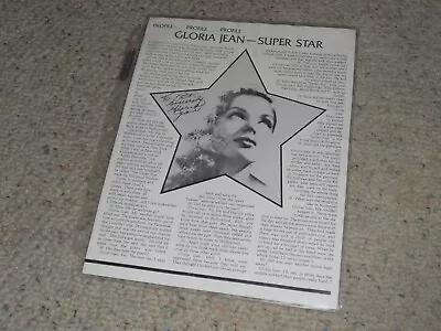 GLORIA JEAN Autographed/signed SUPER STAR Actor Promo Profile-W. C. Fields!!! • $20