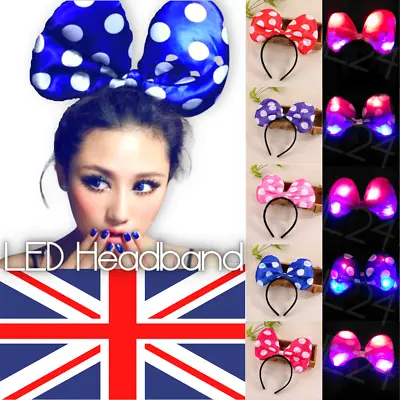 £5.99 • Buy   Led Light Up Hair Headband Polka - Dot Pattern Bow For Children & Adults Party