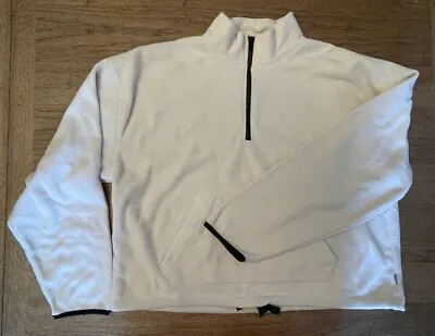 PINK Victoria’s Secret Ivory White LARGE Polar Fleece Half Zip Sweatshirt VS • $19.99