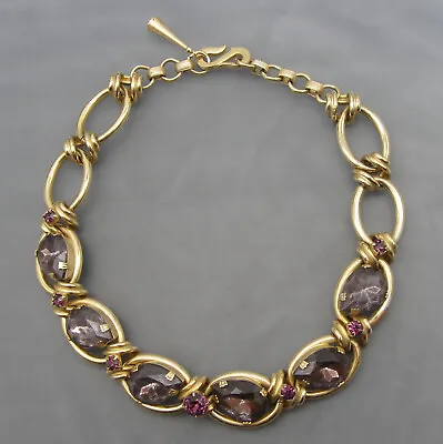 $142 • Buy Vintage Henkel & Grosse Christian Dior Purple Glass Gold Tone Choker Necklace