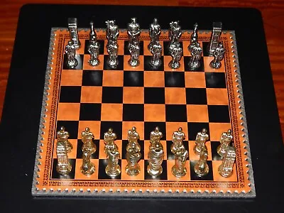 VINTAGE ITALFAMA CHESS SET Roman Vs Barbarians Leatherette Board Made In Italy • $238