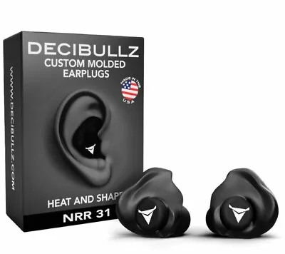 Decibullz Custom Molded Earplugs Highest 31dB NRR Hearing Protection BLACK • $25.99