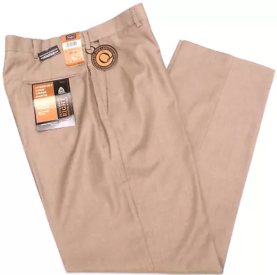 Haggar Comfort Luxe Men’s Dress Pants Camel Beige Expandable Waist Size 36x32 • $21.24