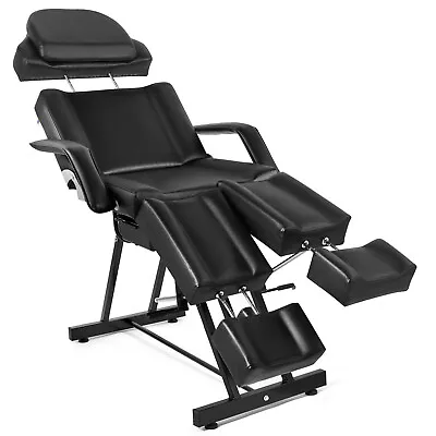 Black Massage Table Facial Bed Spa Tattoo Beauty Chair Pedicure Split Leg W/Tray • $199.99