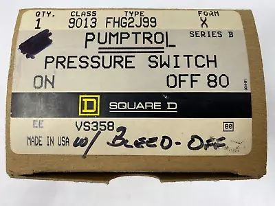 $78.22 • Buy Square D 9013FHG2J99 Pumptrol Pressure Switch On Off 80PSI VS358