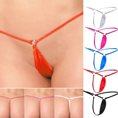 5 Pack Womens Sexy Silky Knickers Underwear Micro Thong Mini G-String Thongs • £5.99