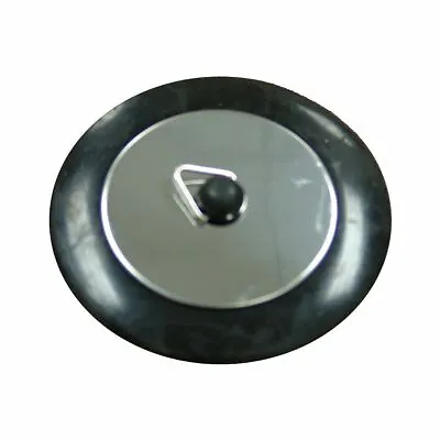 Kinetic Stainless Steel Basin Sink Bath Plug Rubber Black Insert With Chain • $11.99