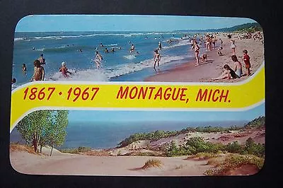 1867-1967 MONTAGUE Michigan Vintage Postcard Lake Michigan • $12