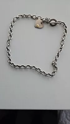 Links Of London Chunky Solid Silver Chain Link Heart Drop Toggle Clasp Necklace • £45