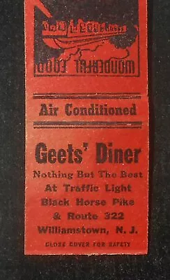 1940s Geets' Diner Black Horse Pike & Route 322 Terminal Oaklyn Williamstown NJ • $6.32