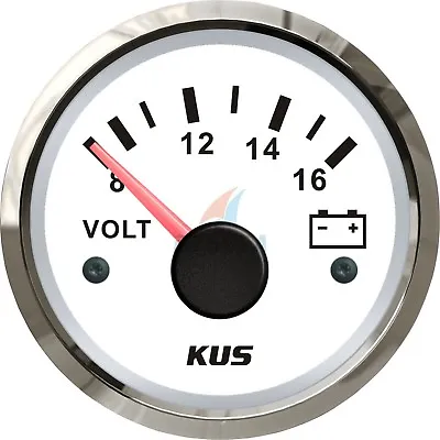 KUS Voltmeter Boat Battery Gauge Car Truck Marine Volt Indicator Range 8-16V • £19.59