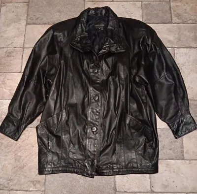 Vintage Pelle New York Milano Women's Black Genuine Leather Coat Jacket Size M • $25