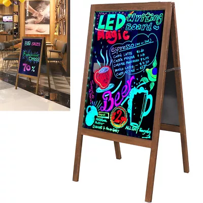 Blackboard LED Glass A Board Large Wooden Framed Office Notice Manu Chalk Board • £41.93