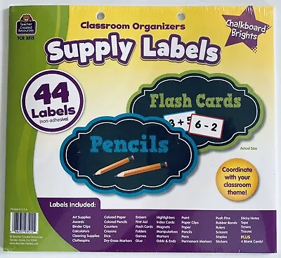 Teacher Created Resources Chalkboard Brights Supply Labels. 5  X 3   44 Pieces • $7.99