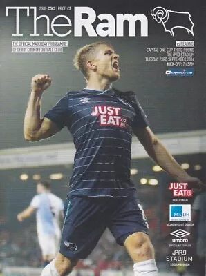 DERBY V READING 2014/15 CAPITAL ONE CUP PROGRAMME (see Description) • £2.49