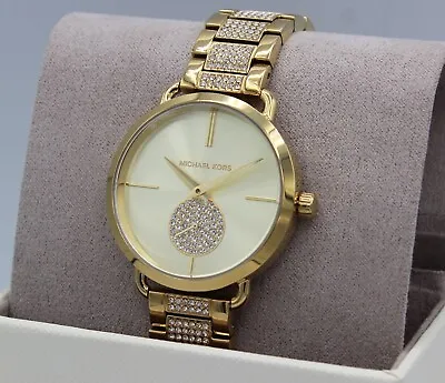 New Authentic Michael Kors Portia Gold Crystals Women's Mk4602 Watch • $129.99