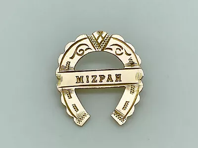 Antique Victorian 9ct Rose Gold Front MIZPAH Lucky Horseshoe Sweetheart Brooch • £24.99