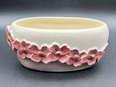 Vintage Royal Copley Ceramic Pink Dogwood Oval Planter Vase Pink White Spring • $18