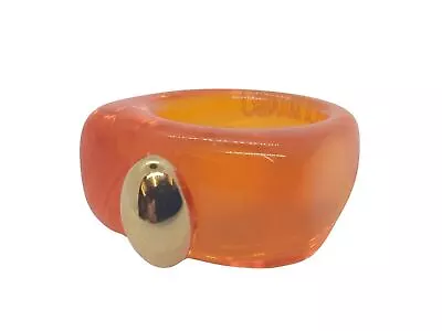 LA MANSO Ladies Orange Resin & Gypsy Gold Orangina Ring Size S UK M 1/2 NEW • £7.50