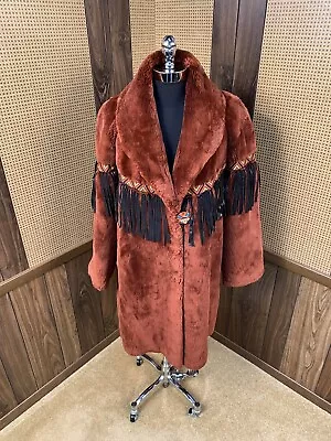 Zuki Maximilian At Bloomingdale's Dyed Rust Red Sheared Beaver Fur Coat Jacket L • $595