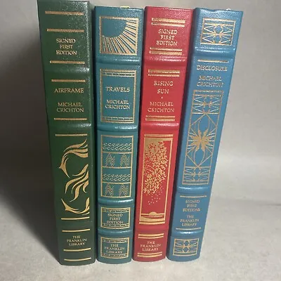 Franklin Library: Signed First Ed. - Michael Crichton Lot Of 4 Leathers / KAX • $395.24