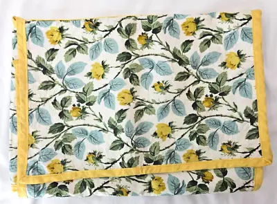 Vintage Linen & Napkin Storage Pouch Bag Holder~Yellow Rose~Rectangle 12 X 10 • $12.99