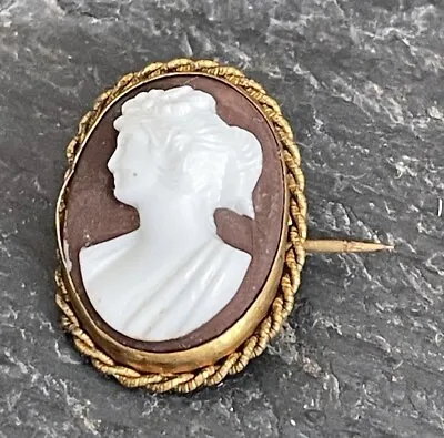 Antique Cameo Brooch Victorian Or Older Pinchbeck Setting • £50