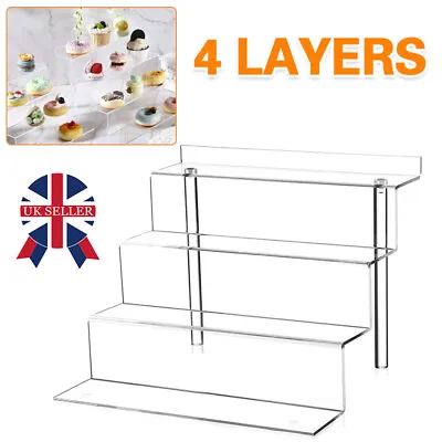 Clear Acrylic Riser 4-Tier Self-Install Display Shelf Removable Rack For Figures • £9.66