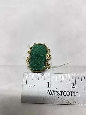 Vintage Green Jade Glass Molded Brooch Clasp • $39.99