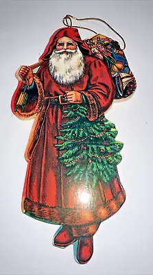 Vtg Old World Santa Claus Ornament Hang Tag Midwest Importers Flat Chipboard • $4.50