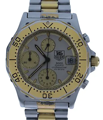 Men's 38mm Tag Heuer Series 3000 Two Tone Grey Dial Chronograph Watch 234.206! • $849.95