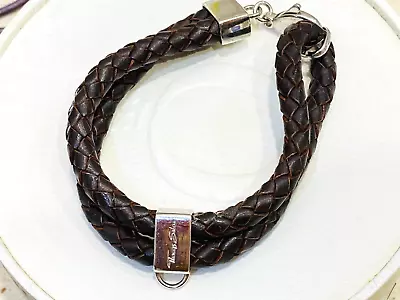 THOMAS SABO Charm Club Brown Double Leather Thick Plaited Bracelet 20cm Unisex • $79