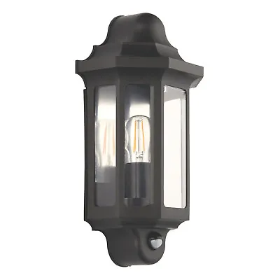 LAP Outdoor Half Lantern Wall Light With PIR Sensor Satin Black IP44 LED • £16.99