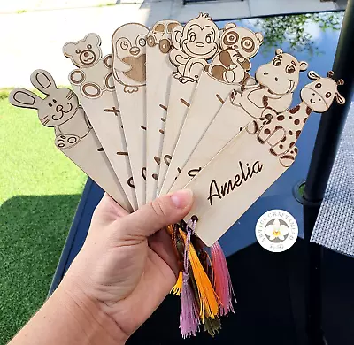 £5.90 • Buy Personalised Bookmarks For Children Kids, Animals Pattern, Gift, Wooden Bookmark