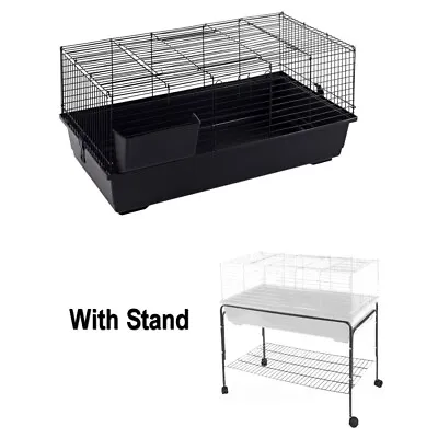 Indoor Rabbit Guinea Pig Cage With Stand 100cm Black/Blue Single Tier New • £62.04