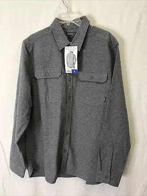 NWT Eddie Bauer MEN'S DOUBLE BRUSHED CHAMOIS SHIRT Size Large Gray • $30