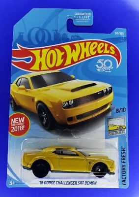 Hot Wheels Yellow 2018 #319 18 Dodge Challenger Srt Demon Hemi Hellcat Mopar  • $7.99