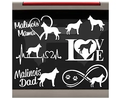 Belgian Malinois Mama Dad Heartbeat Infinity Love Dog Decal Sticker Set BG1003 • $15.95