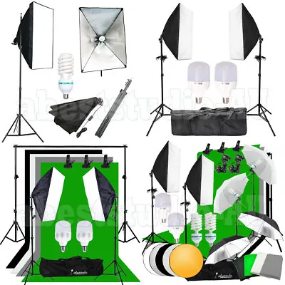 $76.04 • Buy Photography Studio Lighting Kit Photo Softbox Backdrops Background Umbrella Set