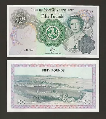 ISLE OF MAN 50 Pounds 1983 P-39a QEII Note Only 100k Printed Pack Fresh UNC • $150