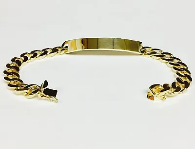 14K Solid Yellow Gold Handmade 9mm ID Curb Link Bracelet 9  Approx 38.25g • $3285.06